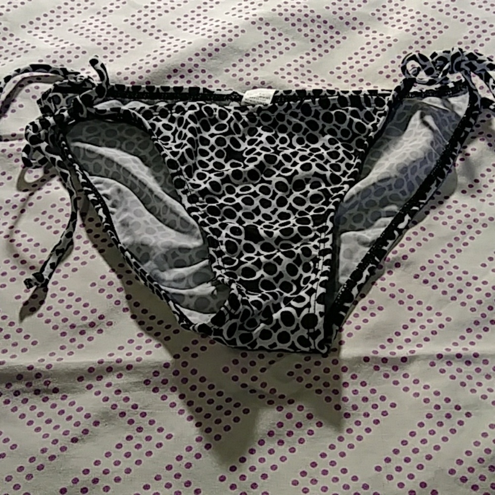 2 Pc String Bikini Black/White Print L - image 5